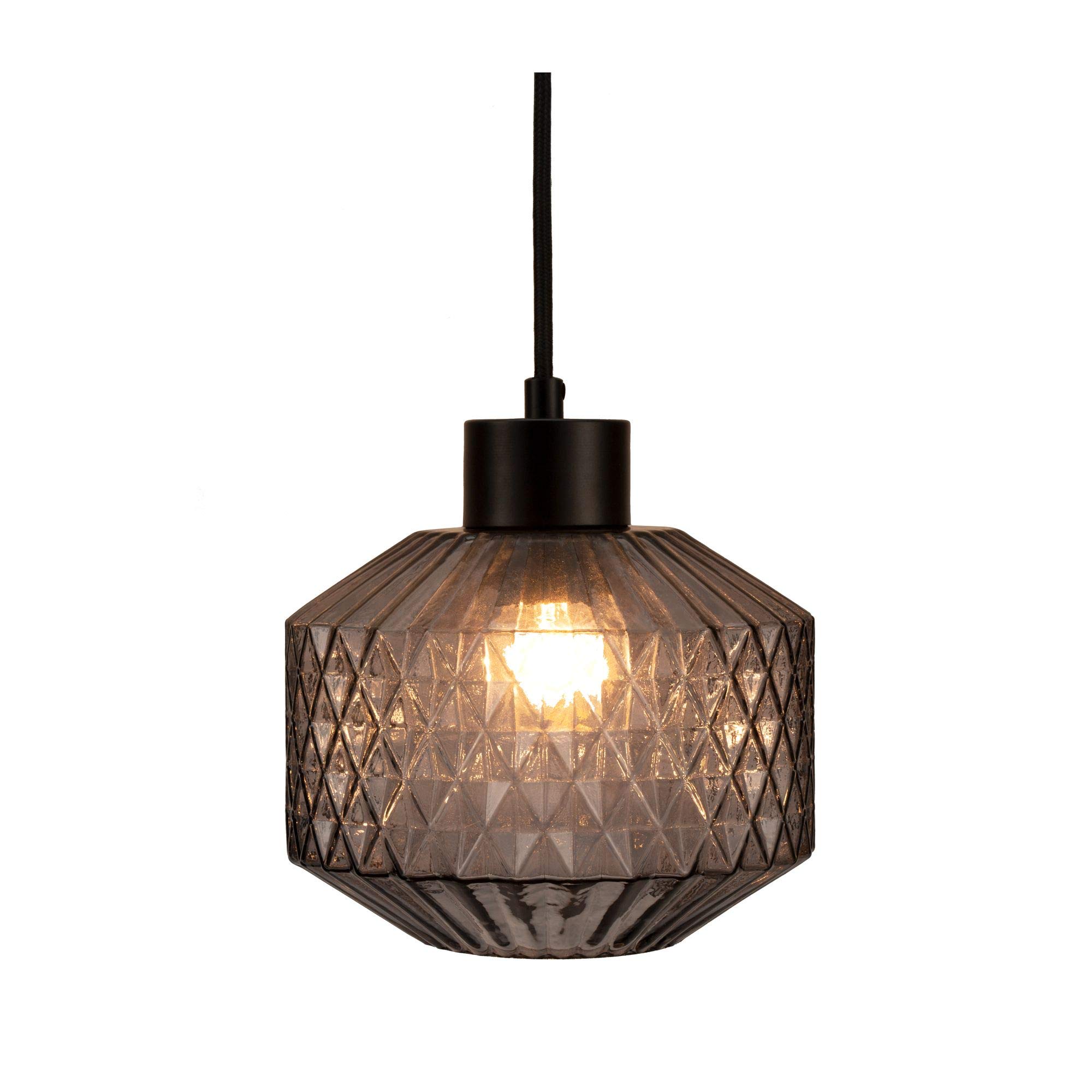 Pauleen 48125 Gleaming Smoke oprawa wisząca, maks. 25 W, E27, lampa wisząca o kryształowym wyglądzie, szkło/szkło przydymione/czarny, 230 V