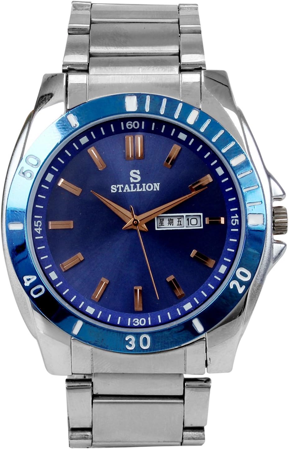 KartiqueStainless Steel Watch for Boys | Man | Blue Rim | Self Wind Date Day
