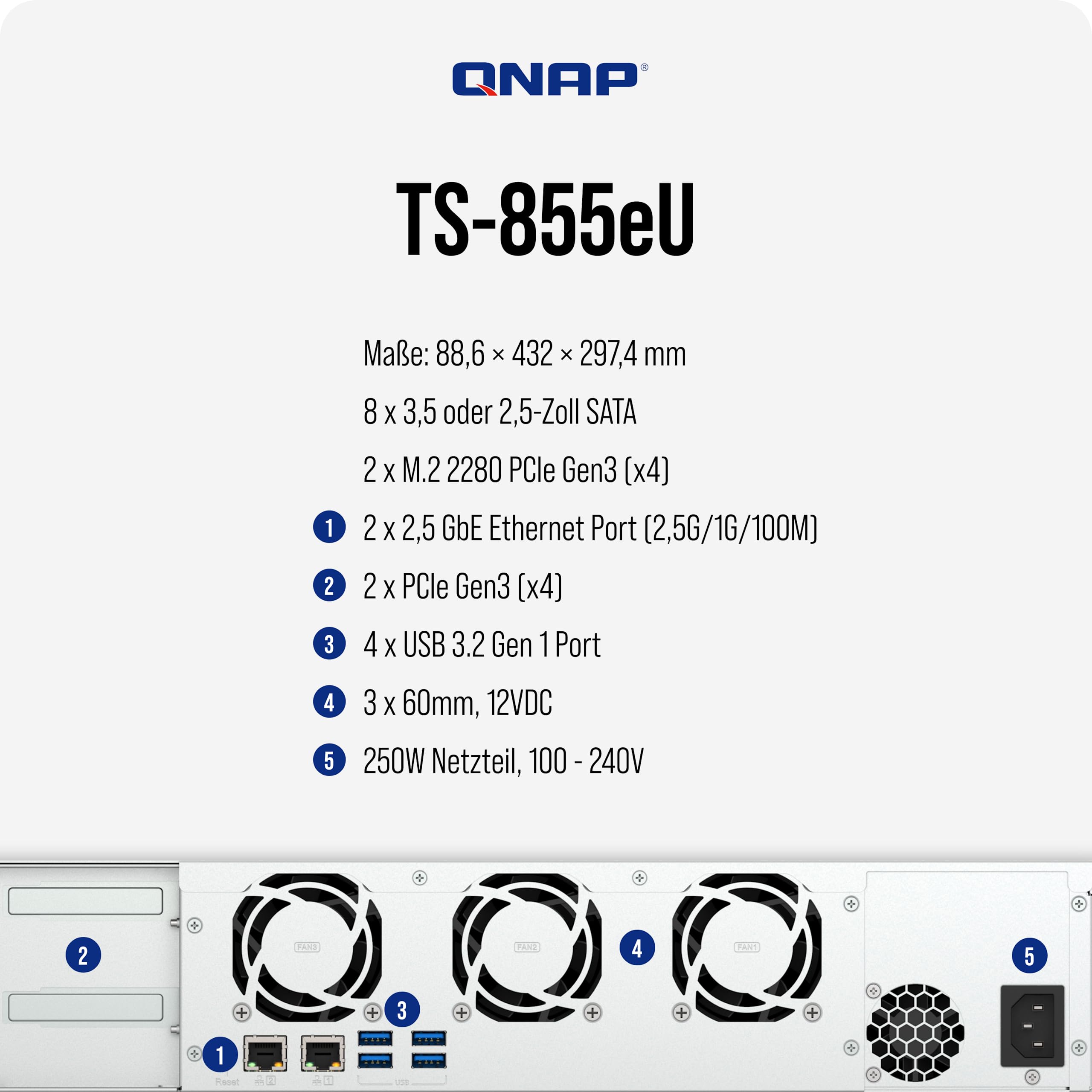 STORAGE NAS QNAP TS-855EU-RP 8 BAIAS P/HDD SATA/SSD RACK | Amazon
