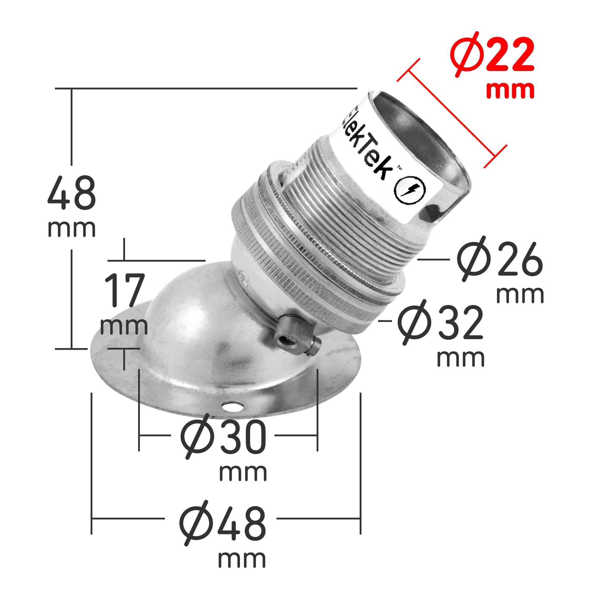 B22 Lampenfassung – 52 Mm Durchmesser, Mit Erdung & 3 Befestigungslöchern