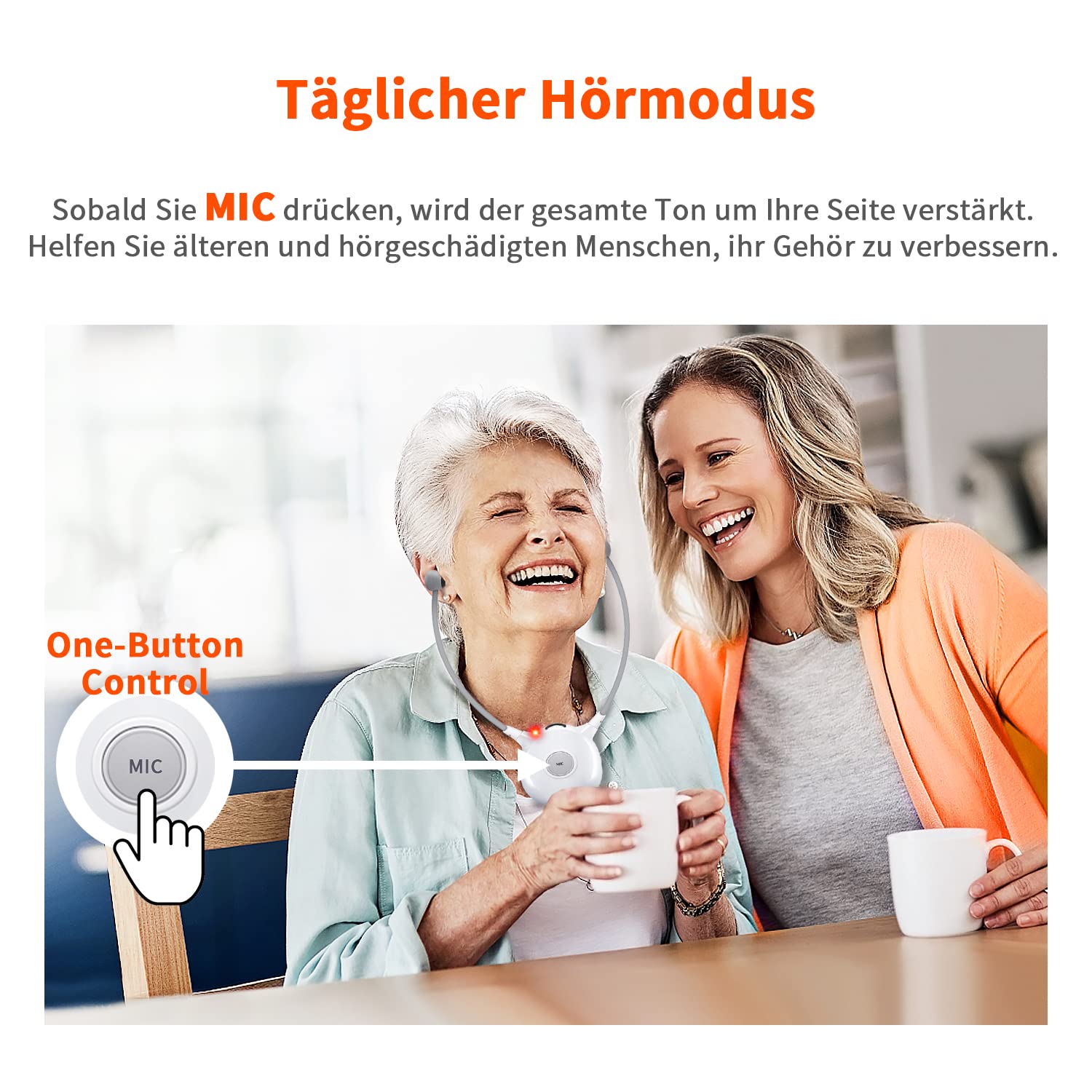 APH100 Funkkopfhörer für Fernseher, 2,4 GHz TV Kopfhörer Drahtlos für Ältere Menscher (3,5mm AUX, RCA, Inkl. 2er Akkus und Zwei Sets Ohrstöpseln)