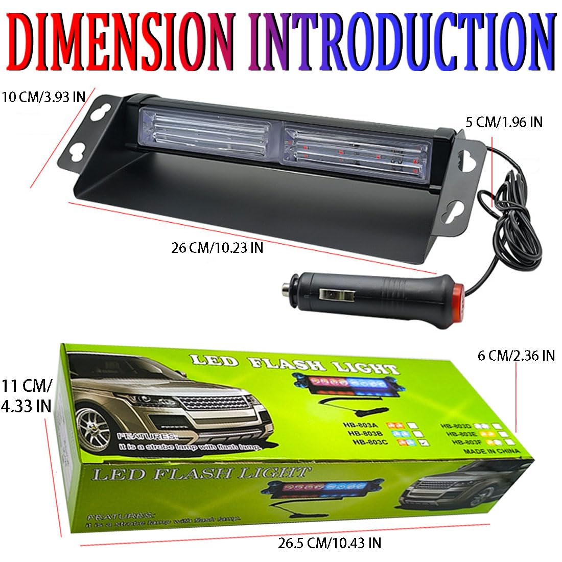 Kit 10 Luci Stroboscopiche LED EASE2U Per Emergenza, Impermeabili, Per Camion, ATV, Auto, Nere