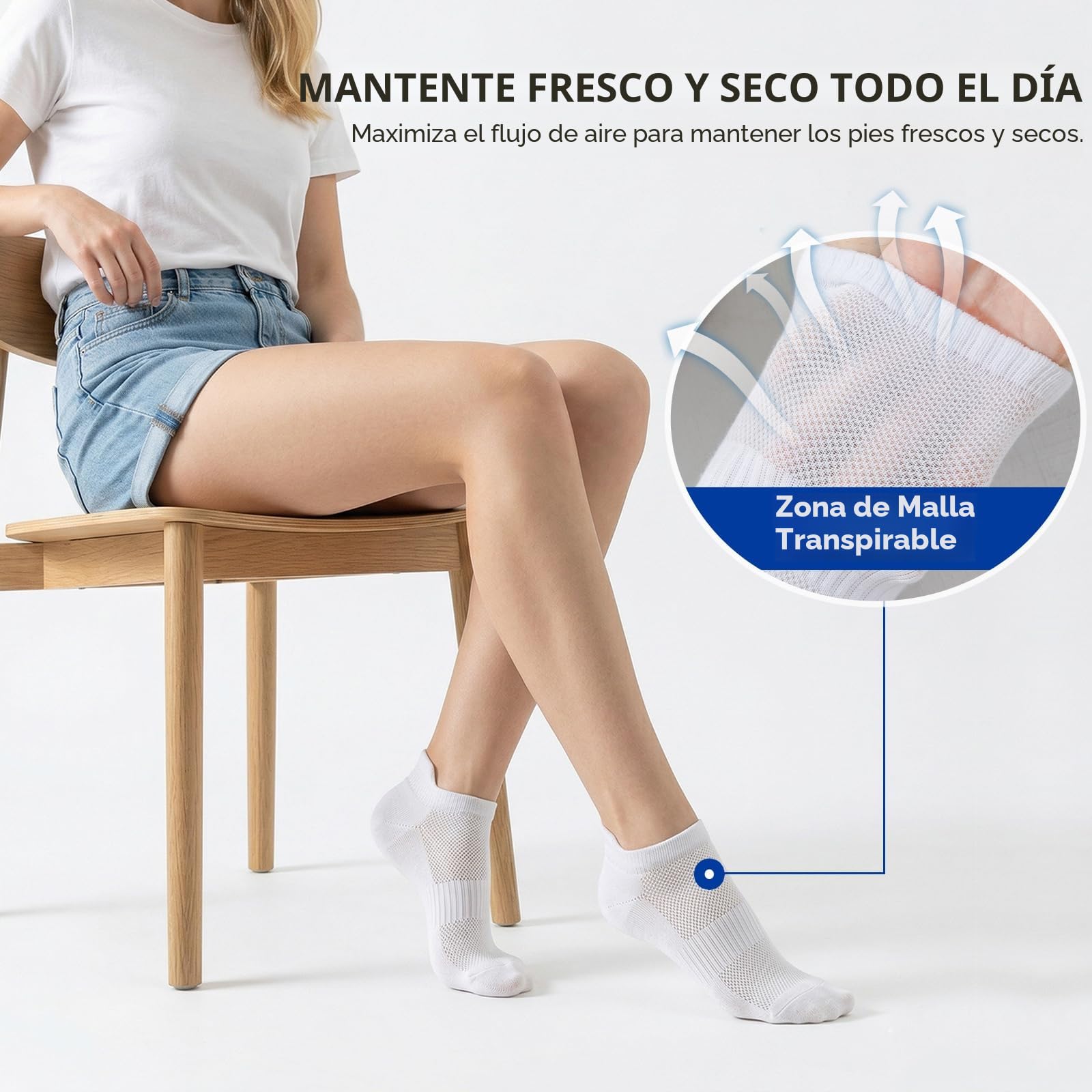 5 Pares Calcetines Tobilleros Mujer - Verano Deporte Running Calcetines Cortos de Algodón transpirable