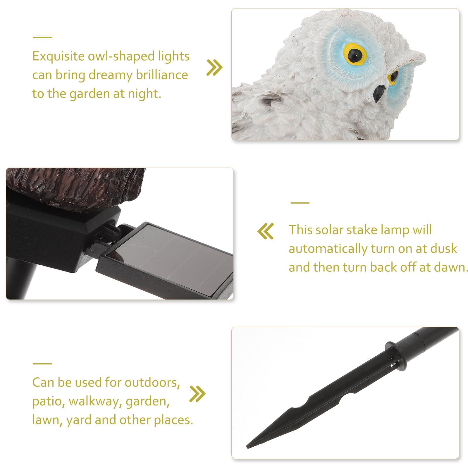 Lampes Solaires Hibou à Piquer pour Jardin, Lot de 2, LED