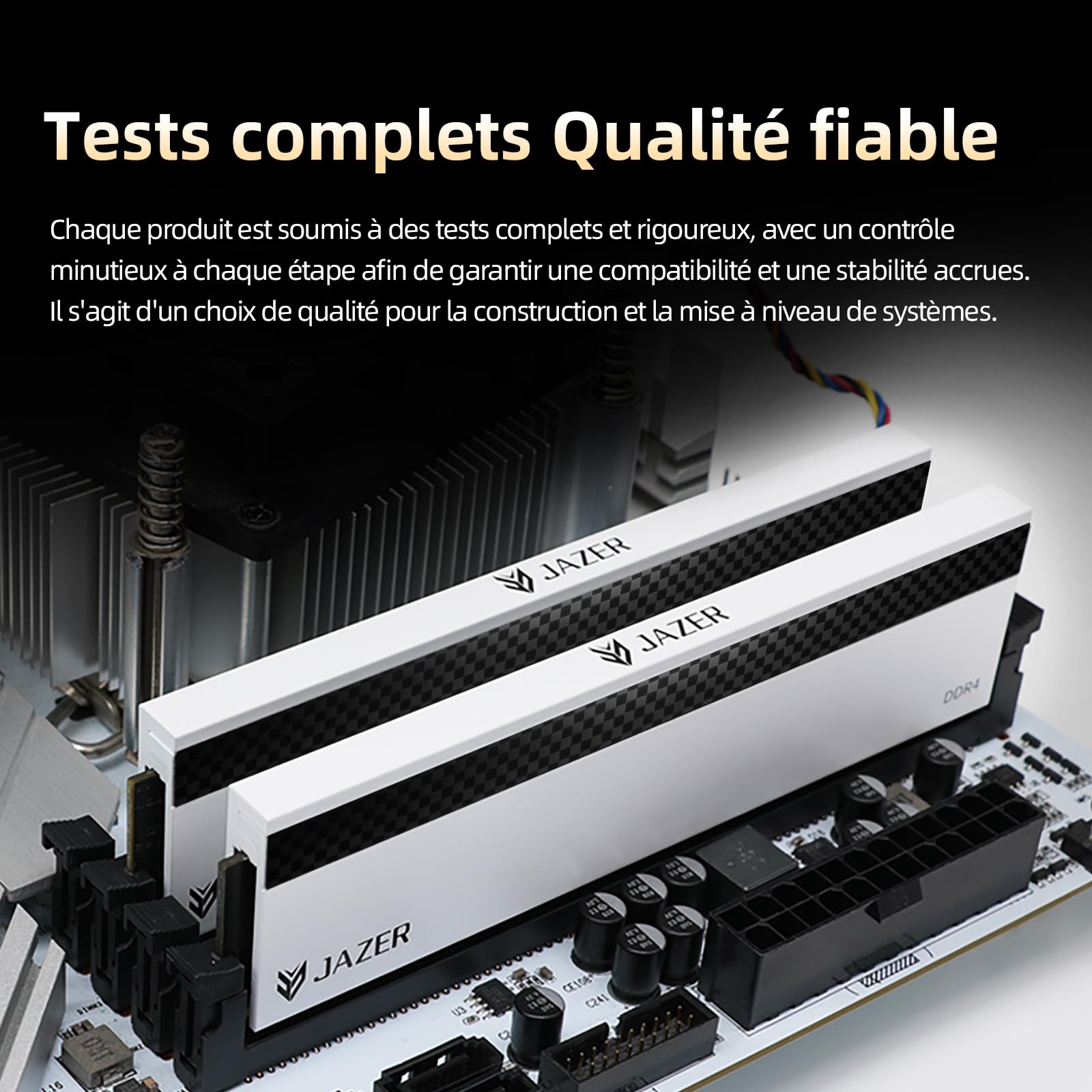 JAZER RAM DDR4 32Go Kit (2x16Go) 3200MHz CL18 Mémoire | Overclocking XMP 2.0, UDIMM 1.35V, Pour Ordinateur de Bureau, Haute Performance Pour Jeux