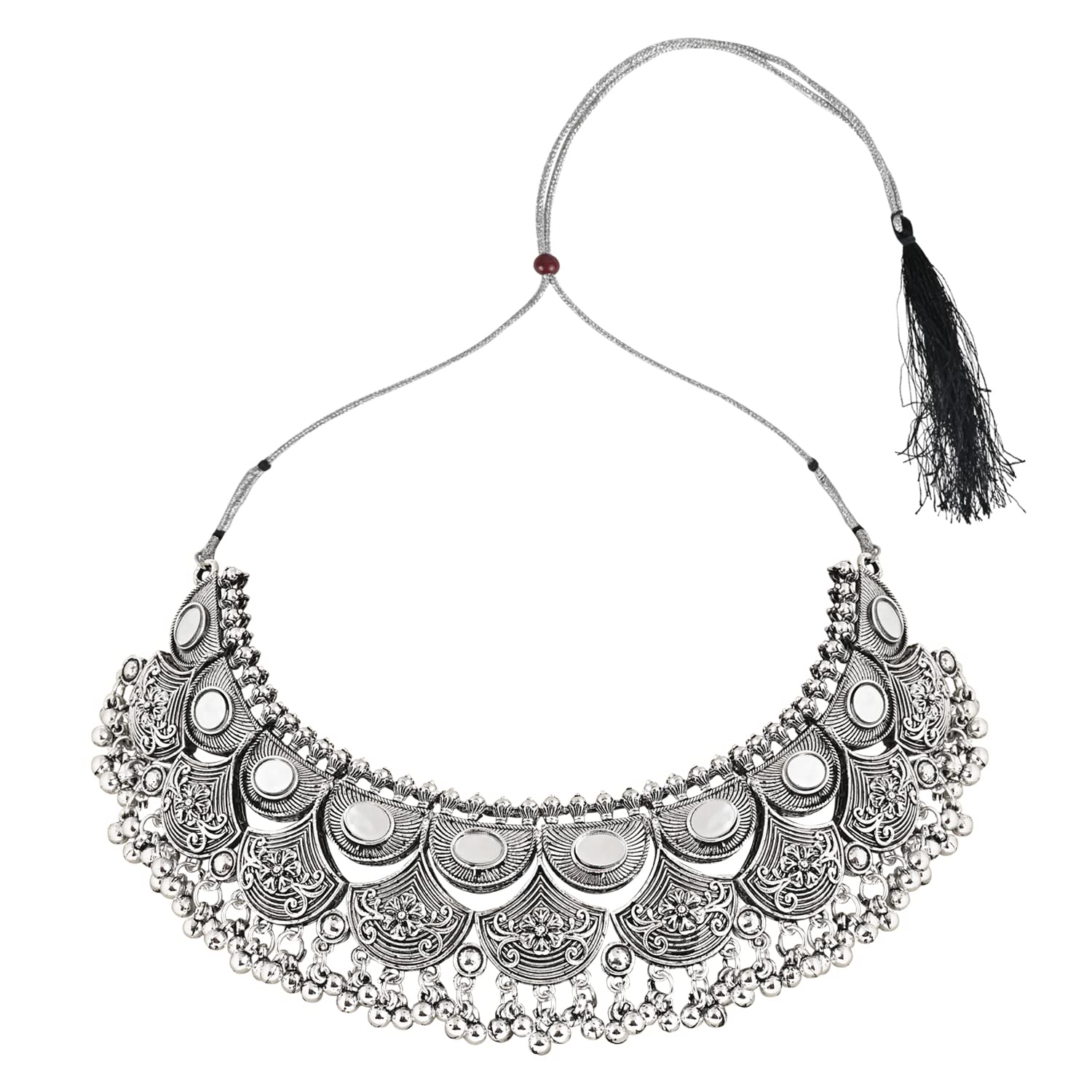 Ethnic Oxidized Afghani Choker Necklace Jewellery Set (MC145OX)