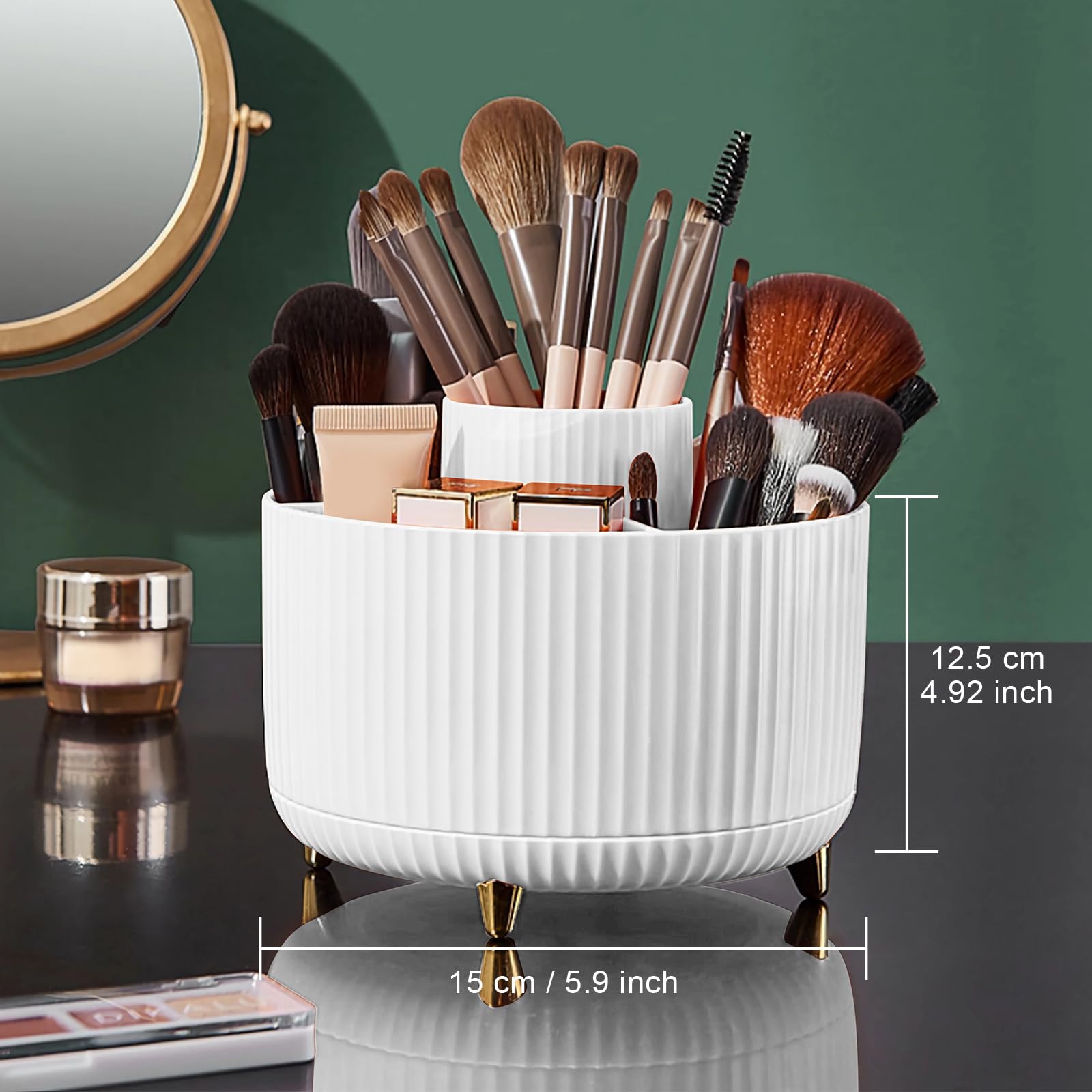 Diesisa swivel makeup brushes organizer - White 2