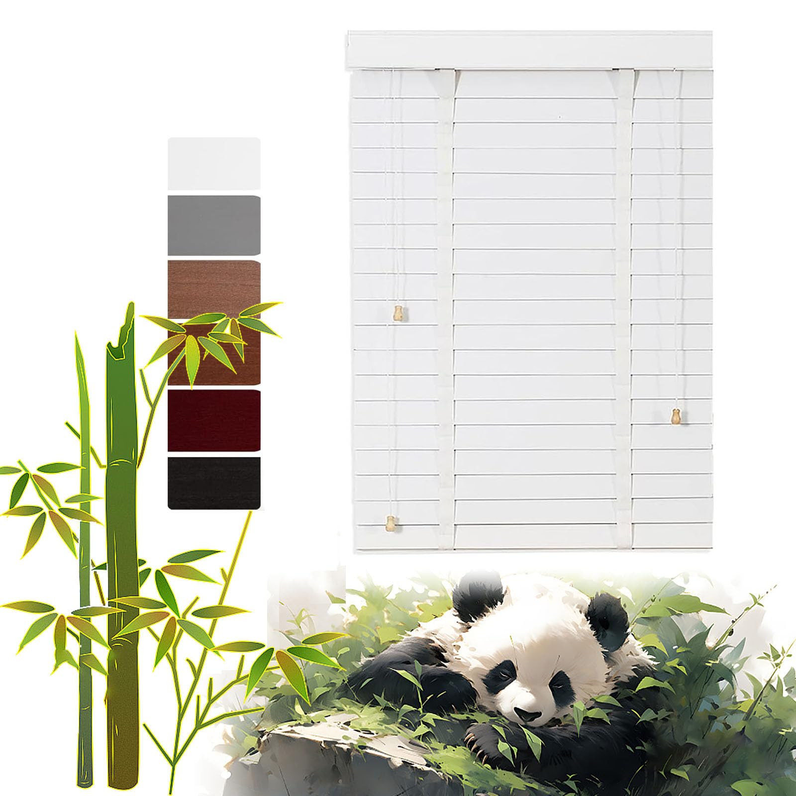 Faux Wooden Window Venetian Blinds, Natural Wood Wooden Venetian Window Blind - 50MM Horizontal Slats, Privacy Curtain Shutters, Blackout/Heat Insulation Solid Wood Venetian Shades