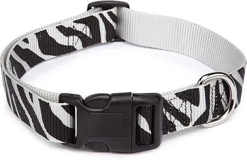 East Side Collection Collar de perro de nailon con estampado de cebra, 6 a 10 pulgadas