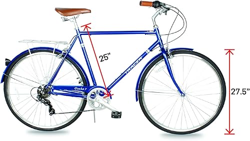 Vista 130 de Tracer Osaka - Bicicletas híbridas, marco de acero, Shimano Nexus Inter 3/7 velocidades, agarre marrón asiento marrón, bicicleta de carretera