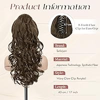 Vista 84 de SOFEIYAN Extensión de Cola de Caballo de 11 Pulgadas con Clip de Pinza, Extensiones de Cabello de Cola de Caballo Larga Rizada Ondulada, Cola