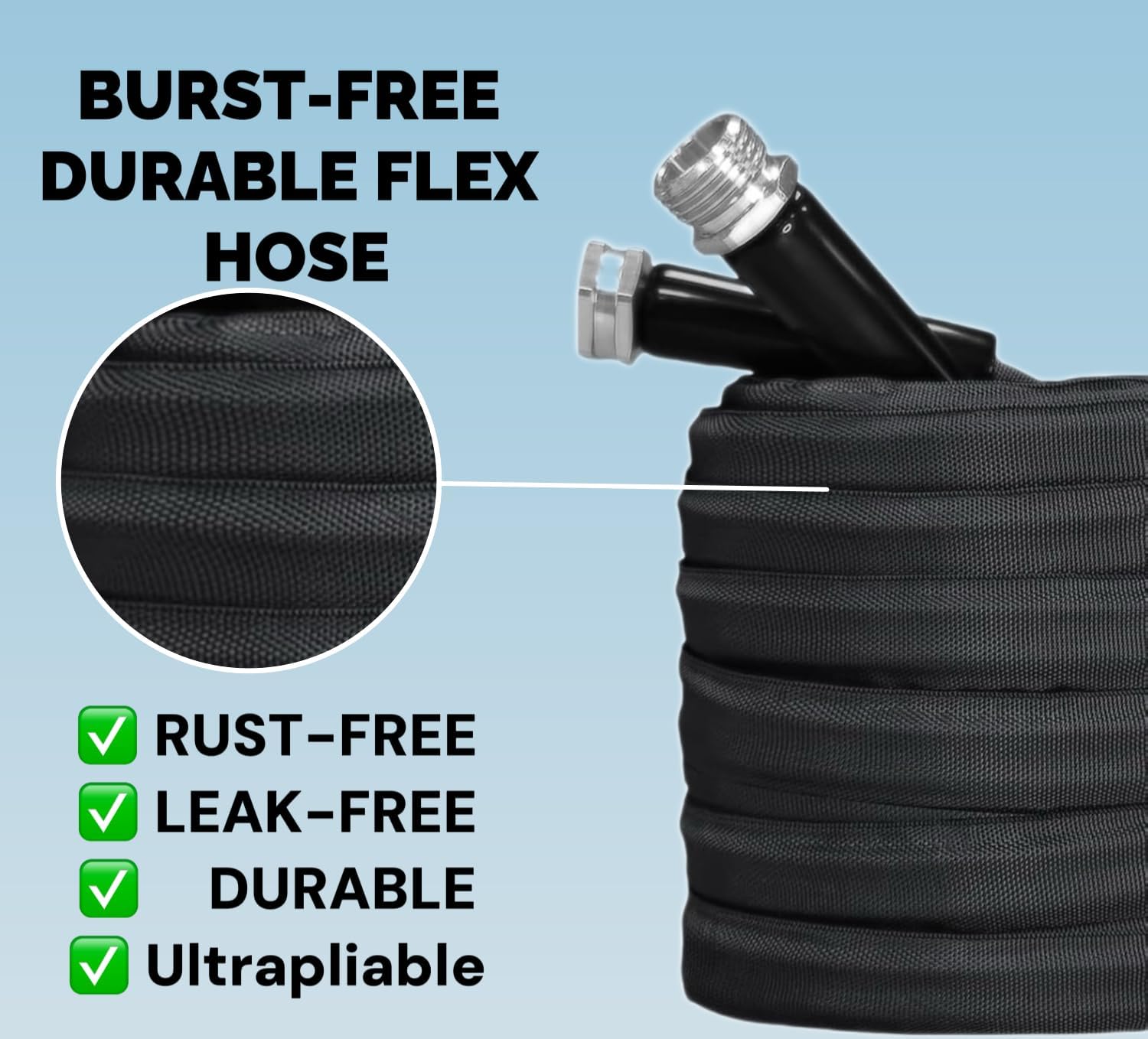 2025 Upgraded Lightweight Non-Expanding Garden Hose, Flexible Ultra-Light Water Hose, Burst-Resistant, High-Pressure,RV, Marine and Camper Hose 50FT