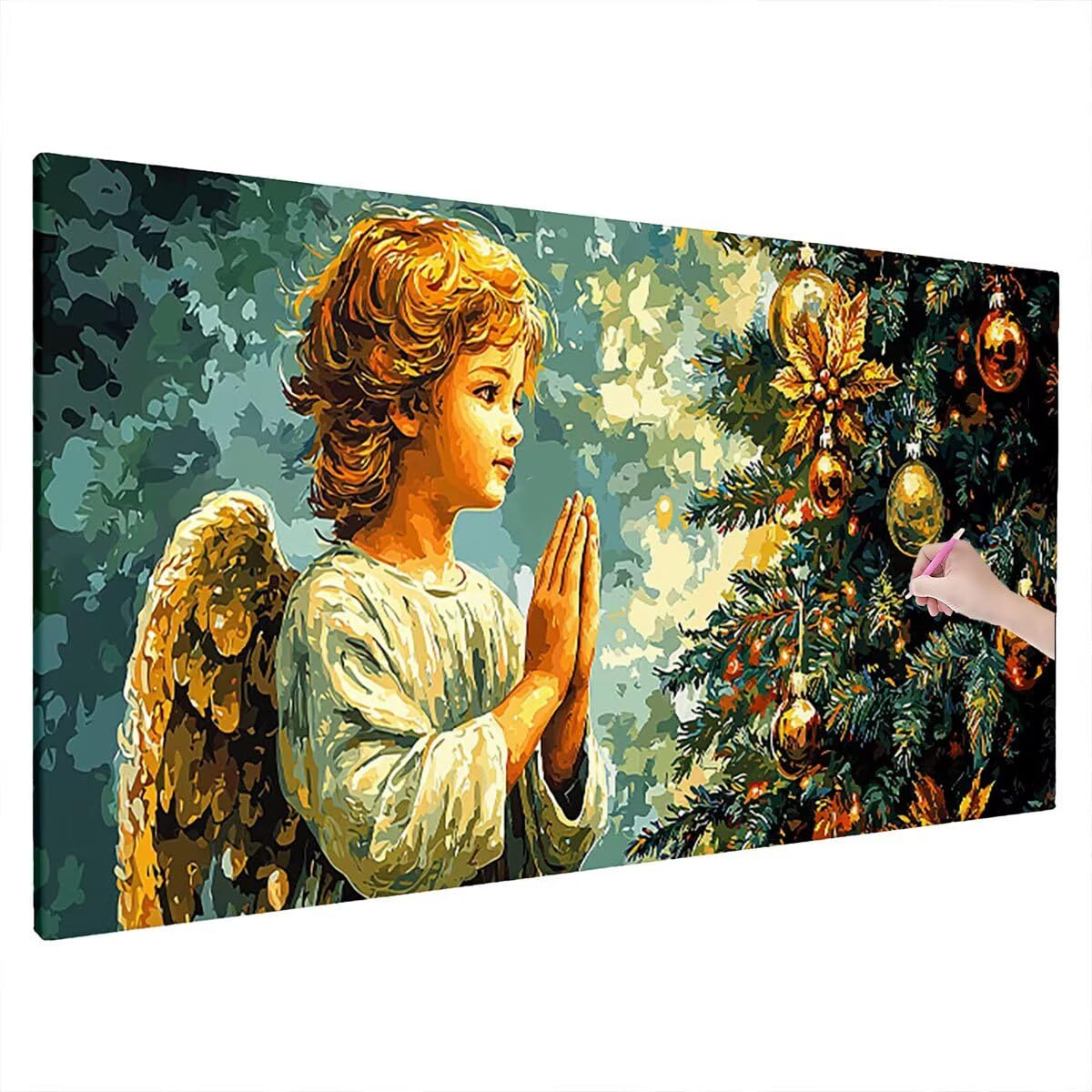 200 x 80 cm diamentowe malowanie duże Boże Narodzenie, kreatywne hobby dorośli haft diamentowy pełny zestaw, anioł malowanie diamentowe rzemiosło kryształ górski malarstwo dla dorosłych, obraz do