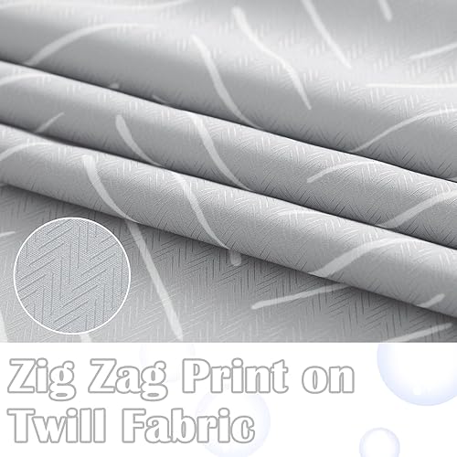 Miniatura 2 de JINCHAN Cortina de ducha gris con rayas en espiga blancas en forma de zig-zag, chevron, repelente al agua, de tela moderna, cortinas de ducha de