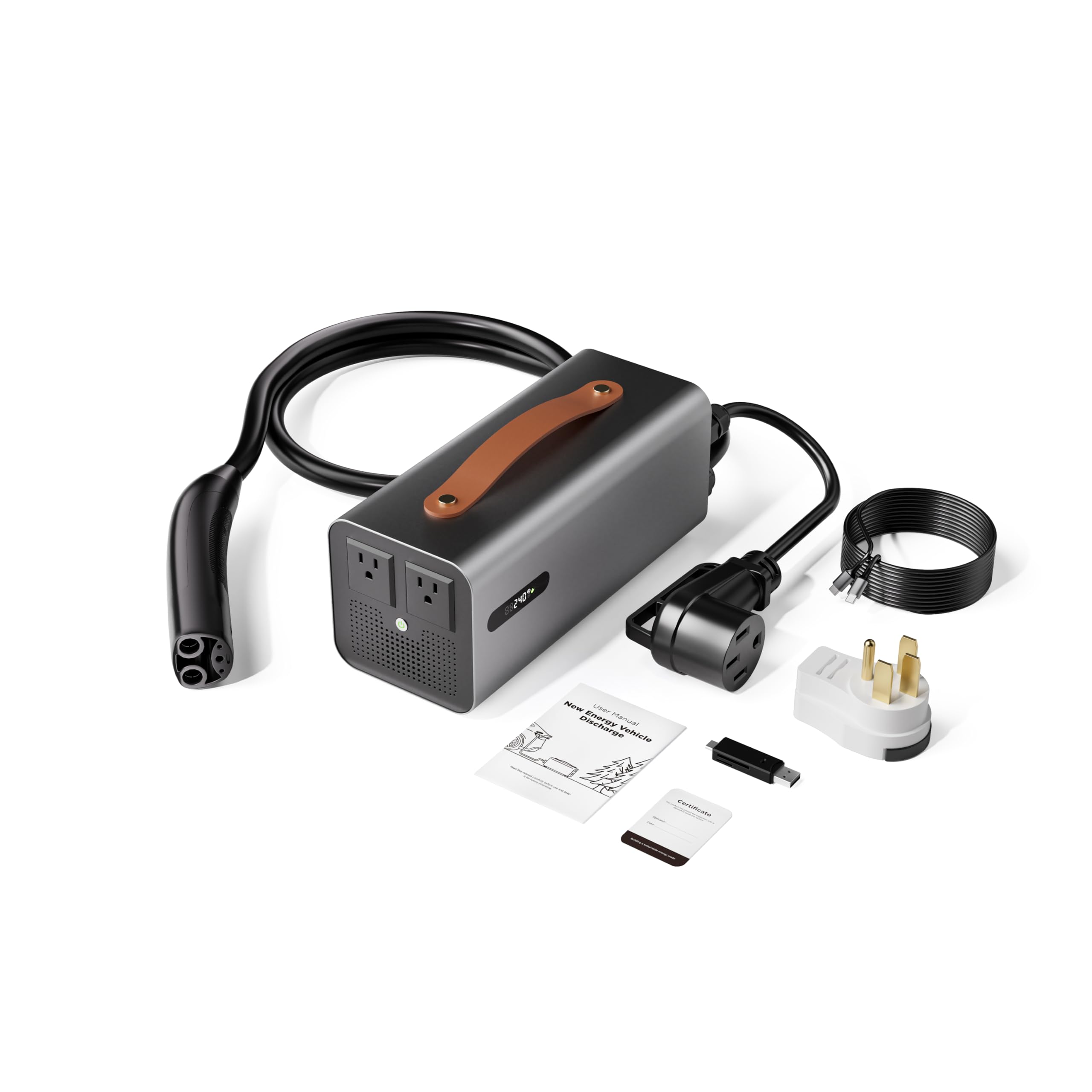 7.5KW NACS EV Discharger, V2L Discharge Box for Tesla Model X/Y/3/S, V2H Charging Station Outdoor Power Supply for Camping, Construction, and Emergency Use