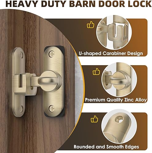 Miniatura 2 de Cerradura y pestillo para puerta de granero de 90180 grados, hardware de bloqueo deslizante de aleación de zinc para gabinete, baño, garaje, valla