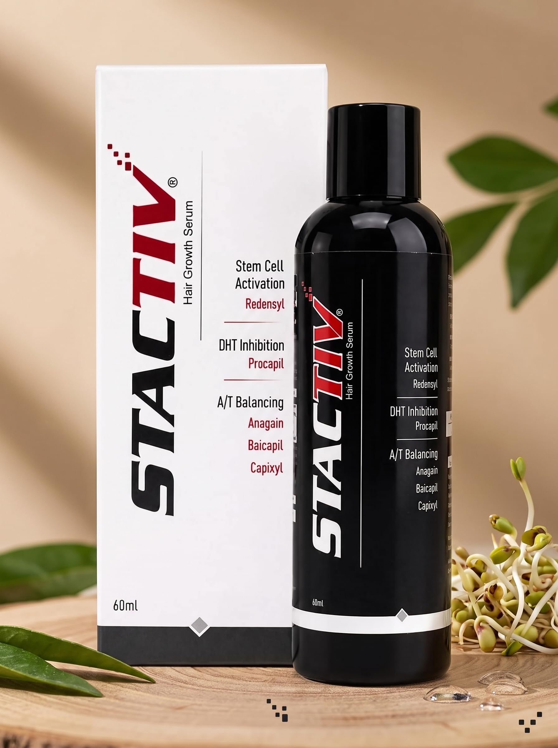 Staa-ctiv Hair Growth Serum for Anti Hair Fall, DHT Blocker, Scalp Activation & Hair Regrowth Treatment for Men & Women, 60ml