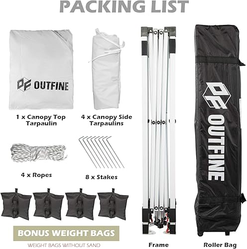 Miniatura 3 de OUTFINE - Toldo de patio de 10x10 pies, carpa gazebo instantánea comercial para exteriores con 4 paredes laterales extraíbles con cremallera, 8