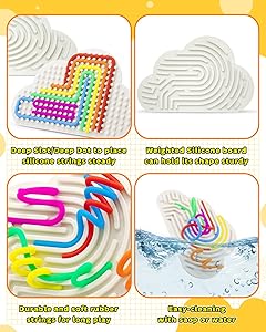 Double-Sided Sensory Activity Board Fidget Toys for Kids Adults, Quiet Silicone ADHD Calming Autism Toy for Car Ride Airplane Travel, Birthday Gifts for 3 4 5 6 7 8 Years Old Boys Girls Toddlers