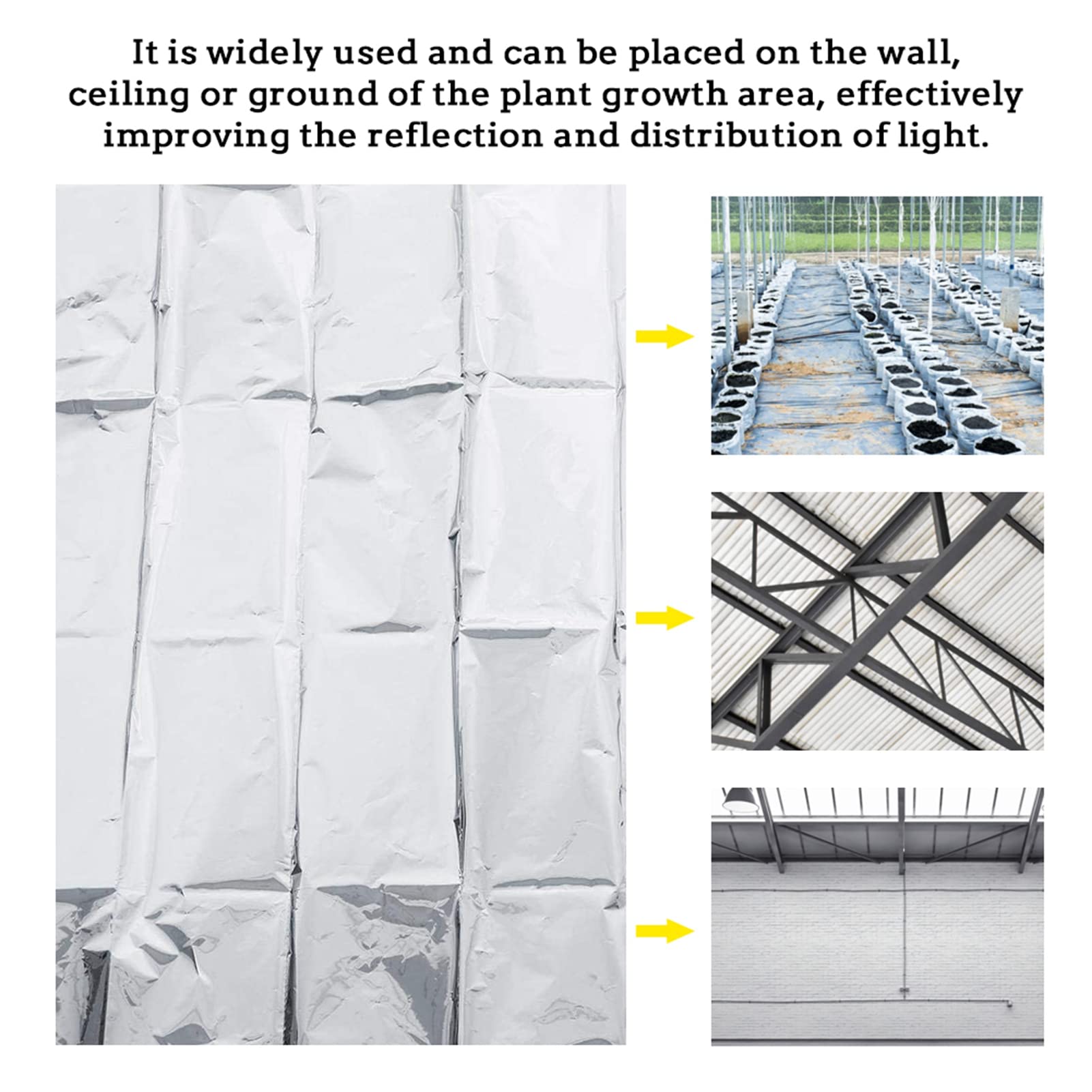 Film Mylar réfléchissant argenté 210 x 120 cm, Feuilles de Film Mylar pour Plantes, Feuilles de Couverture pour Serre de Jardin, Croissance des Plantes, Salle de Culture, Premiers