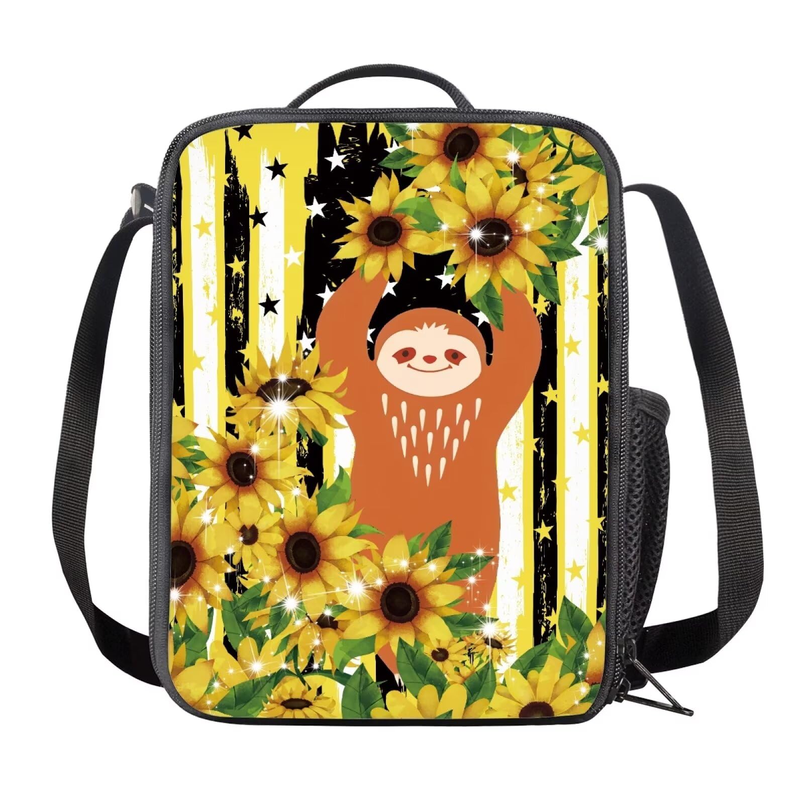 Amzbeauty Sloth Lunch Bag for School Kids Girls Boys Reusable Insulated Sunflower Lunch Box for Elementary Middle School