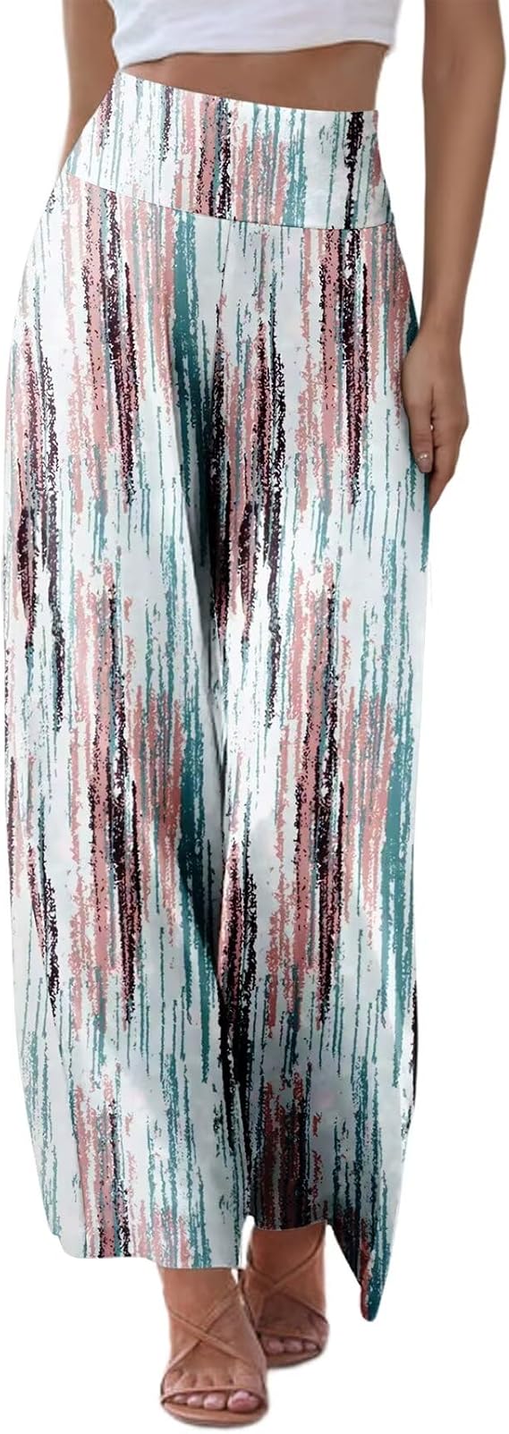 JZC Women's Palazzo Lounge Pants Stretchy Wide Leg Casual Pants Comfy High Waist Flowy Pants S-3XL