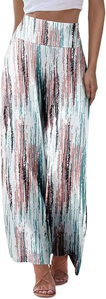 JZC Women's Palazzo Lounge Pants Stretchy Wide Leg Casual Pants Comfy High Waist Flowy Pants S-3XL