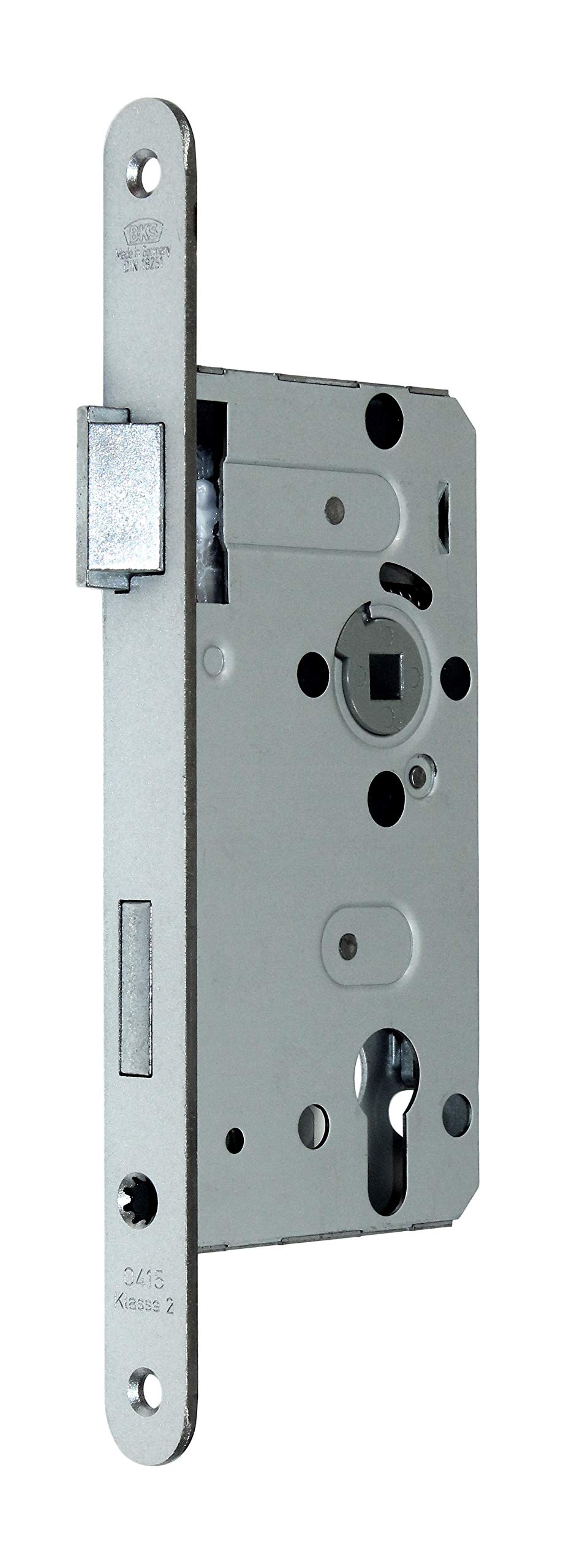 BKS Zimmertür/Wohnungstür Komplett Set, Rosetten Beschlag L-Form (einseitig Knauf) + PZ Schloss (DIN Links) + Profilzylinder