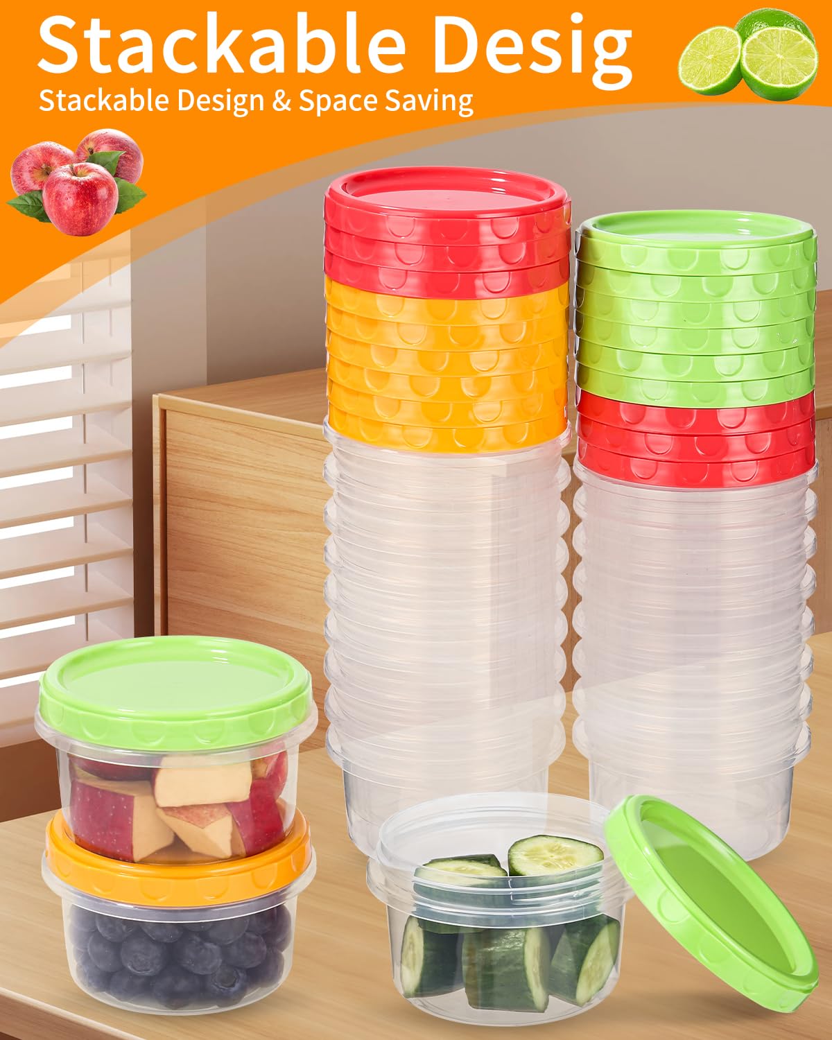 18 stuks yoghurtbekers met deksel, 200 ml, kleine vriesdozen, lekvrije deksels, herbruikbare snackdoos, tapelbare levensmiddelen, voorraaddozen voor lunch, yoghurt, fruitsnacks, sauzen