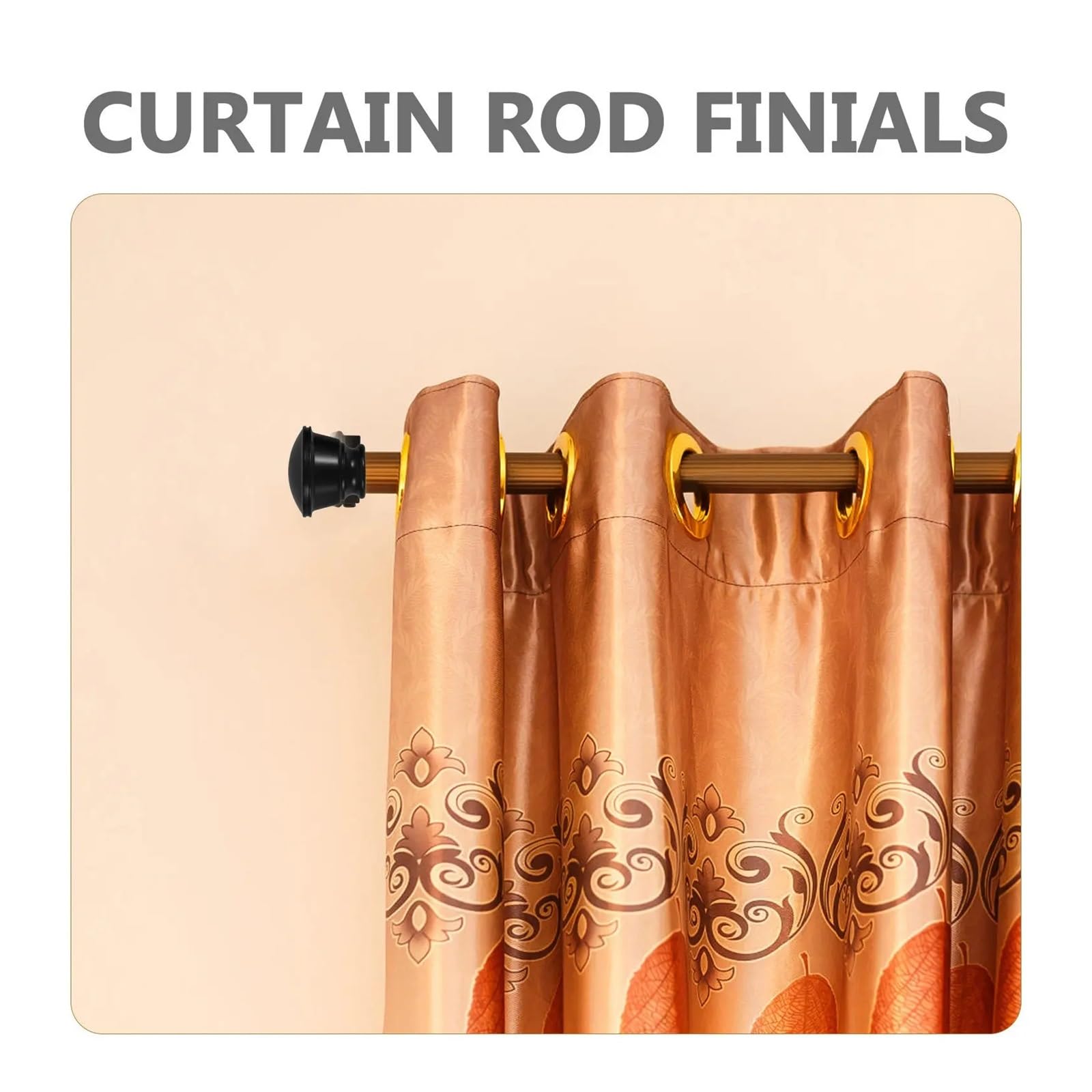 Lot de 6 embouts de tringle à rideaux décoratifs en métal et plastique pour tringles à rideaux, salon, chambre à coucher