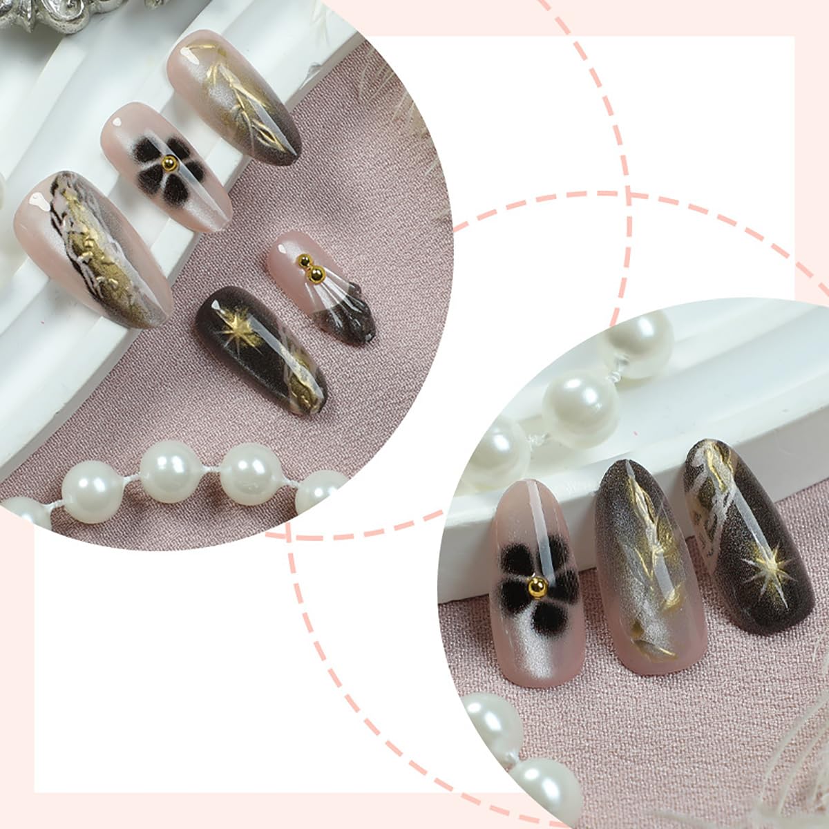 30Pcs Goth Press on Nails Medium Coffin Fake Nails Blue Laser Chrome with Black Spider Bat Glitter Designs Full Cover Y2k Glue on Nails Halloween False Nails Stick on Nail for Women Acrylic DIY: Marble Leaf-30