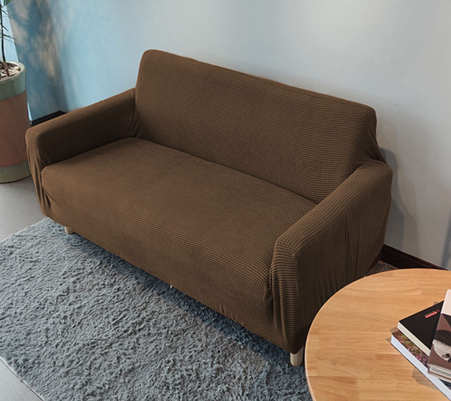 Housse de canapé jacquard extensible lavable en machine 1 place