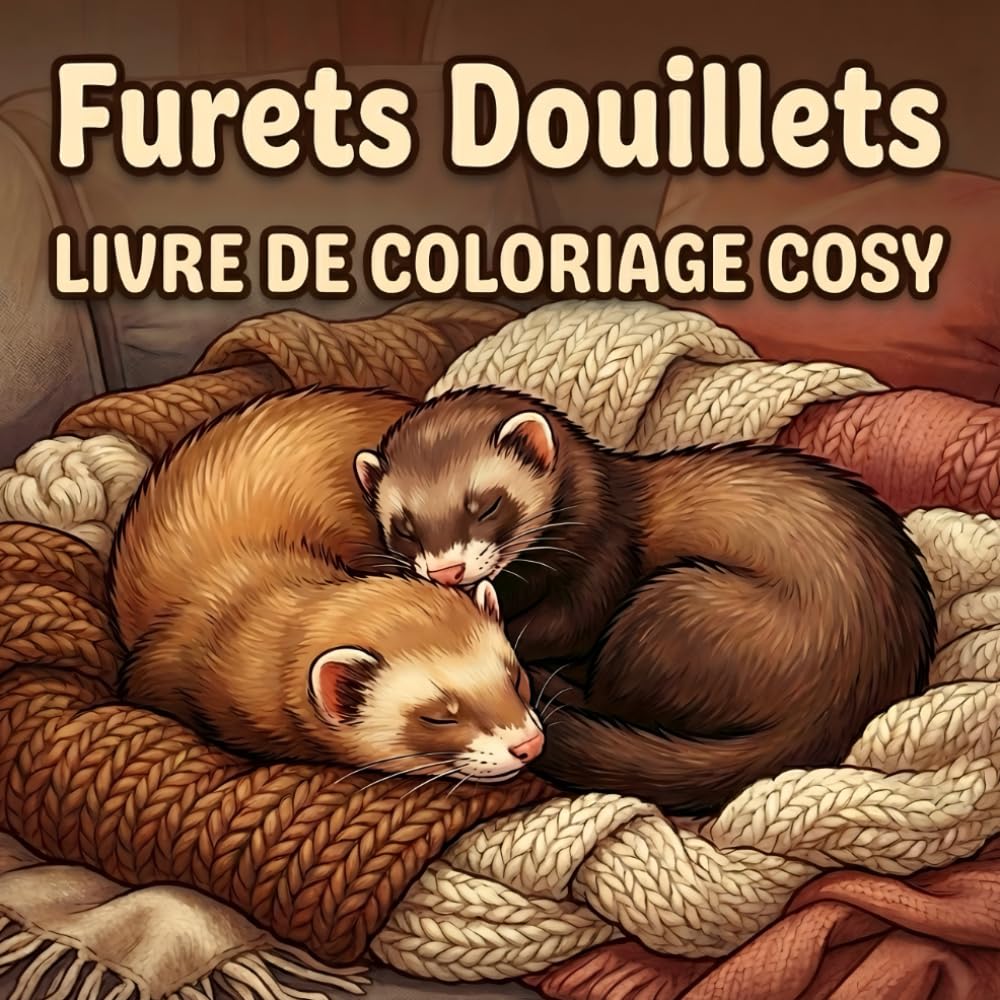 Furets Douillets – Livre de Coloriage Cosy: Illustrations chaleureuses de furets flous pour un moment de détente