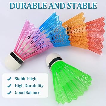 Hysagtek 12 Pcs Shuttlecocks Badminton Durable Nylon Shuttles Indoor Outdoor Sport Training Practice Badminton