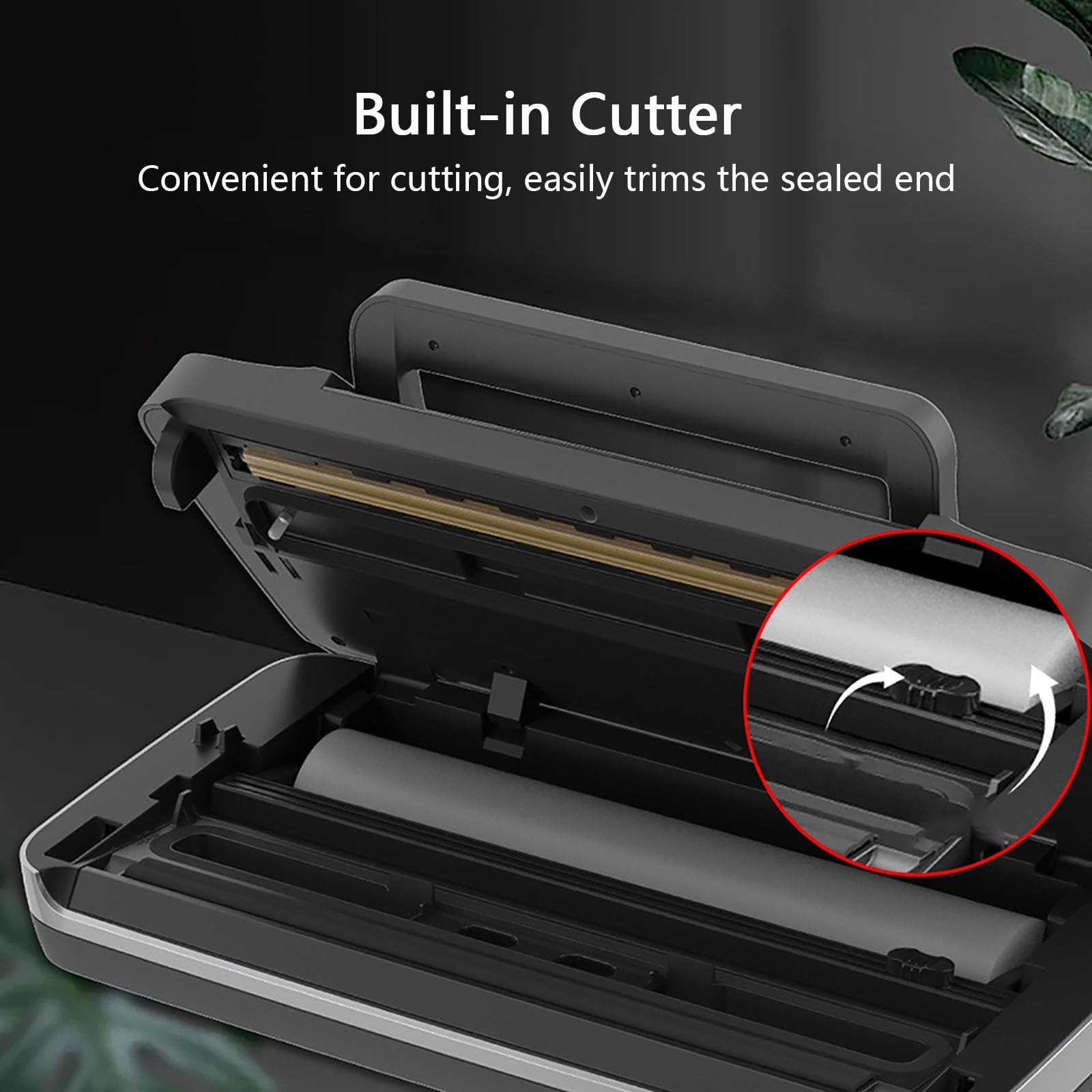 Powerful Vacuum Sealer Machine for Food Storage, 11.8 Long Seal Bar, Built-in Cutter, Compact Kitchen Appliance (16.1x8.7x4.7in)