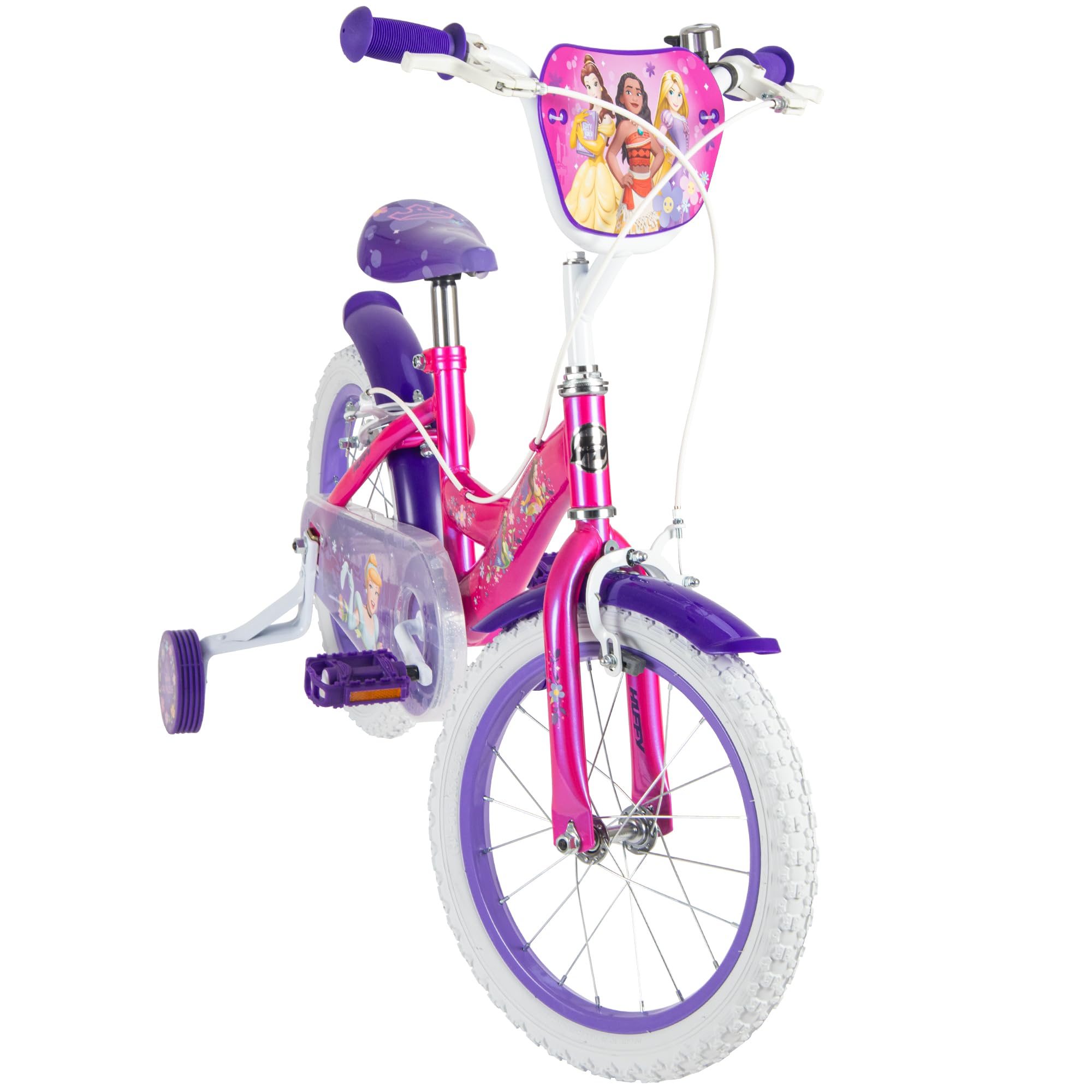 Huffy Disney Princess Bike Bicicleta infantil de 12 pulgadas, 14 pulgadas, 16 pulgadas, edad de 3 a 9 años, frenos de doble deslizamiento, ruedas estabilizadoras extraíbles, asiento ajustable, color