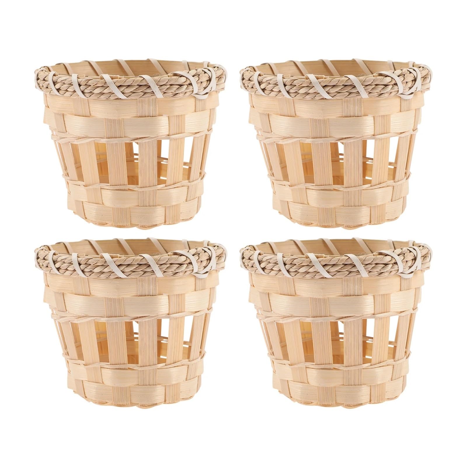 Luxemetals Light Yellow 4 Pcs Handmade Bamboo Woven Lampshade