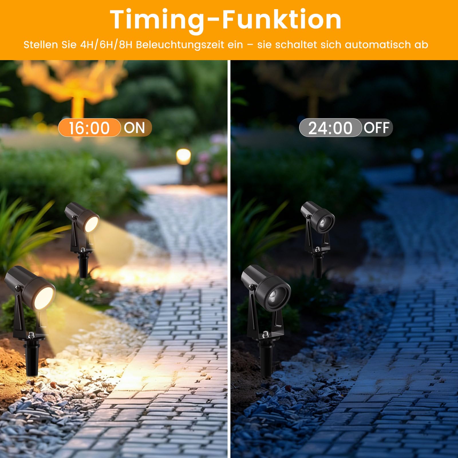 Gartenbeleuchtung mit Strom 35M, 3W*10 Stück Außenbeleuchtung Garten mit Fernbedienung 3000K Warmweiß mit Timer-Funktion, 27V Gartenstrahler LED Außen IP65 Wasserdicht für Weg, Rasen, Hof, Terrasse
