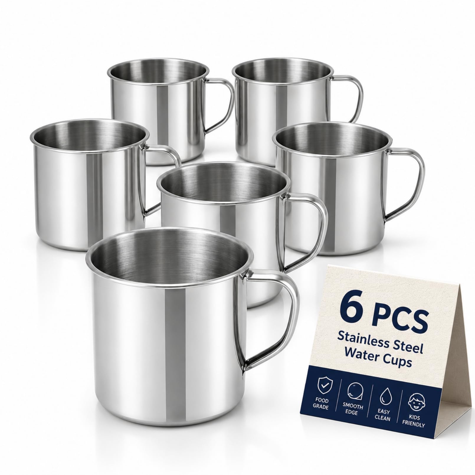 6Pcs Small Stainless Steel Mug: 100ml Drop-Proof Coffee Cup with Handle