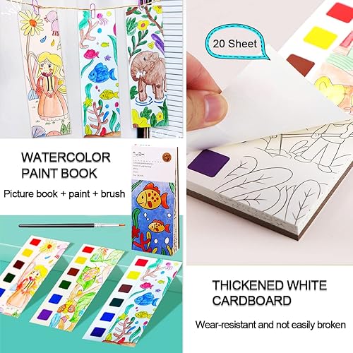 Vista 47 de JUNQIU - Juego de pintura de acuarela para niños, libros de pintura con agua para niños de 4 a 8 años, libro de pintura de acuarela de bolsillo, kit