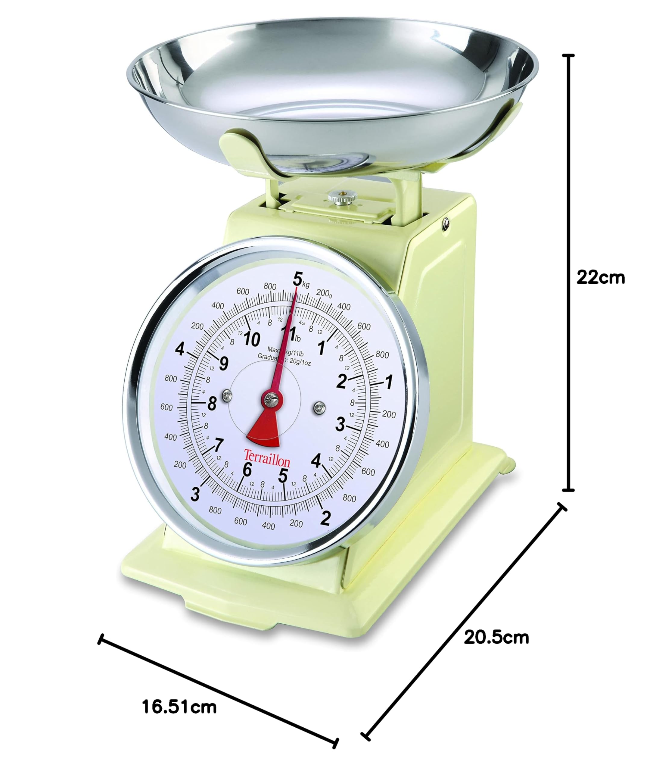 Bilancia da cucina vintage Tradition 500 Crema 5 kg Tara manuale Terraillon