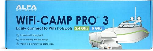 Miniatura 2 de ALFA Network WiFi CampPro 3, WiFi de doble banda 5 (2.4 o 5 GHz) Kit de extensor de alcance WiFi/Internet para caravana, autocaravana, RV, barco,