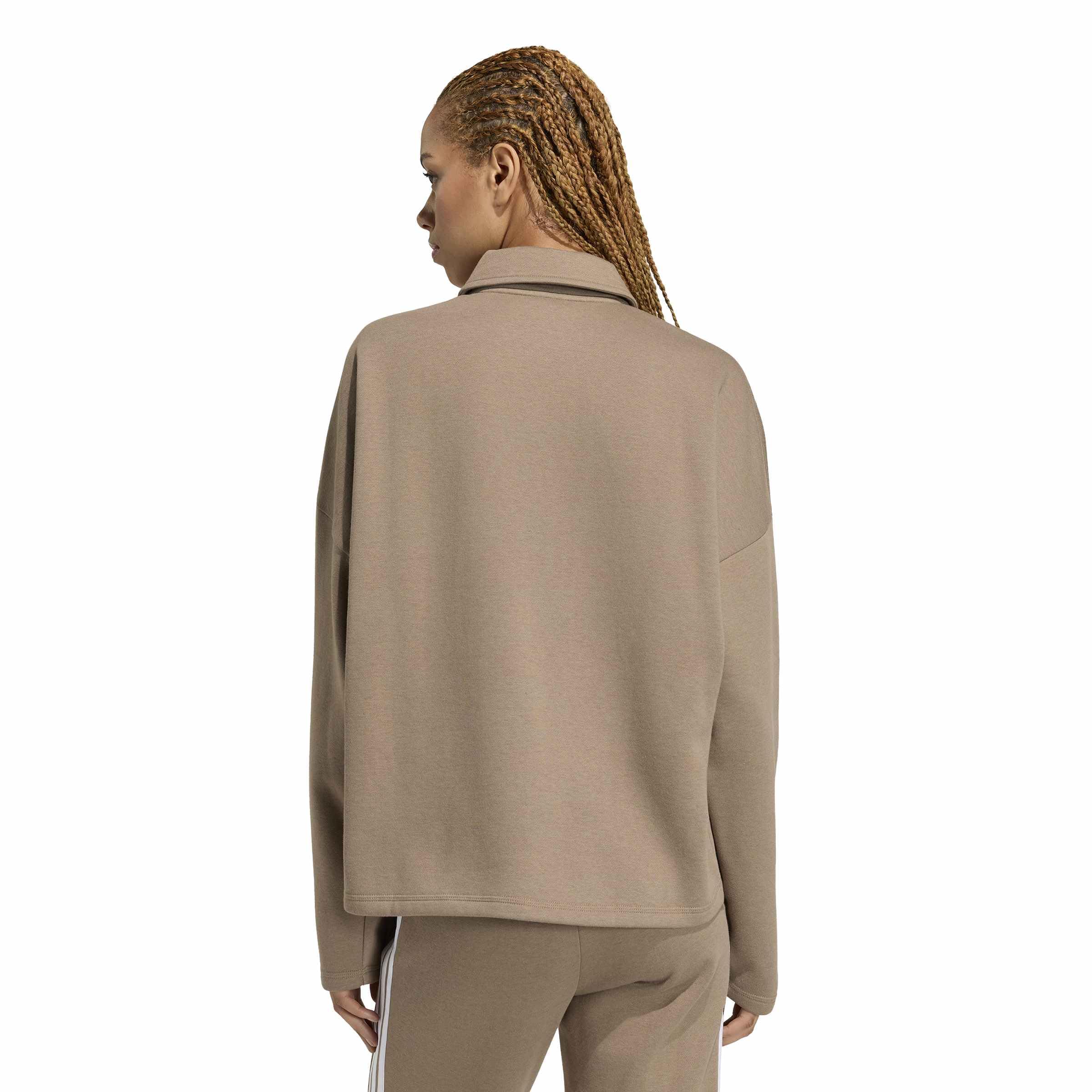 adidas Kobiety Essentials Linear Fleece Polo Sweatshirt, Khaki Six/white, XS