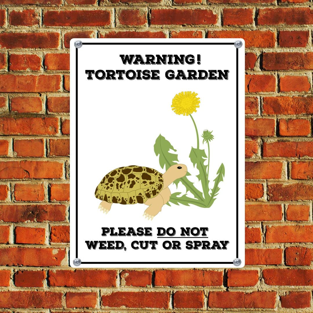 Matlpats Tortoise Or Turtle Garden Beware Of The Pet Animal Illustrated Metal Sign Tin Aluminium Caution! 6X8 Inch