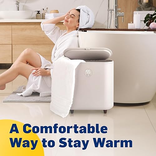 Miniatura 6 de LiveFine Calentador de toallas  Calentador de lujo estilo cubo grande con pantalla LED, temporizador ajustable, apagado automático  Se adapta a