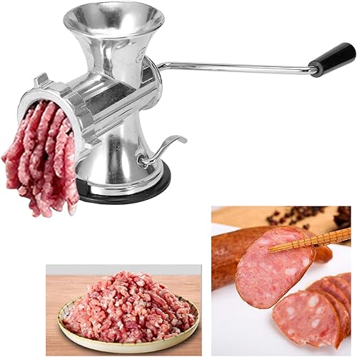 Miniatura 6 de Picadora de carne, aleación de aluminio manual de embutición de salchichas, máquina de pulir carne de mano comercial para carne, salchichas, galletas