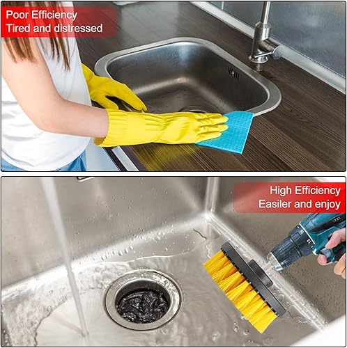 Miniatura 5 de Remerry Juego de 6 cepillos para taladro, kit de limpieza para fregadores eléctricos, multiusos, para superficies de baño, bañera, lechada, ducha,