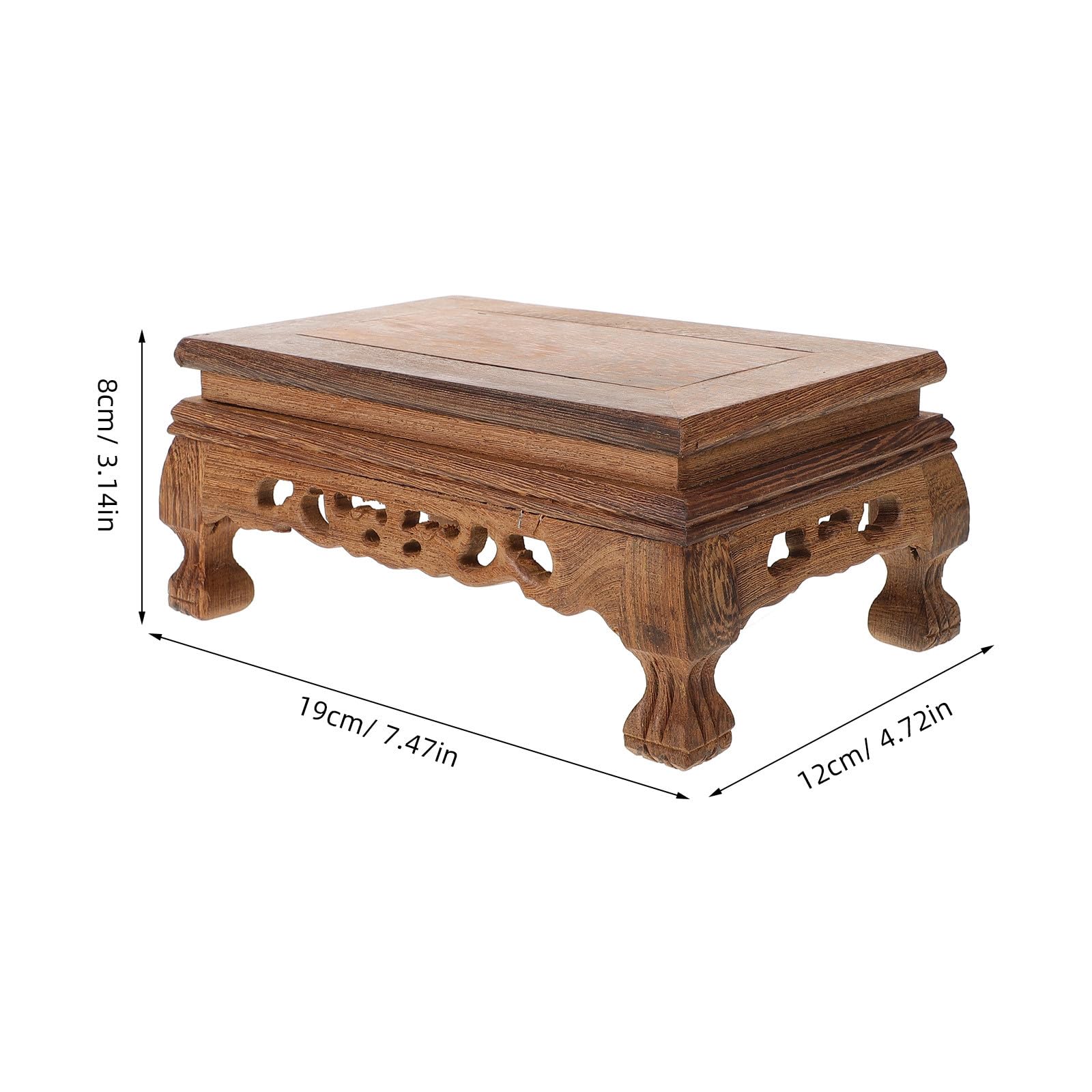 Base de Exhibición de Figuras de Madera, Soporte Rectangular Tallado
