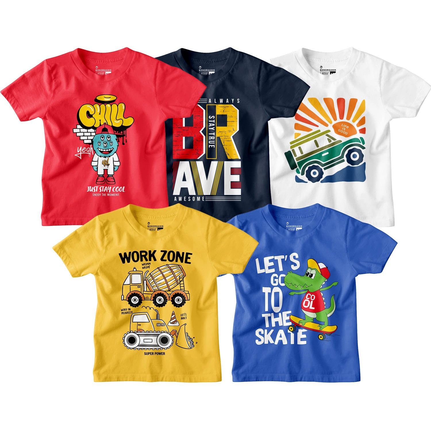 Bon Organik Camiseta para niño (5 piezas)