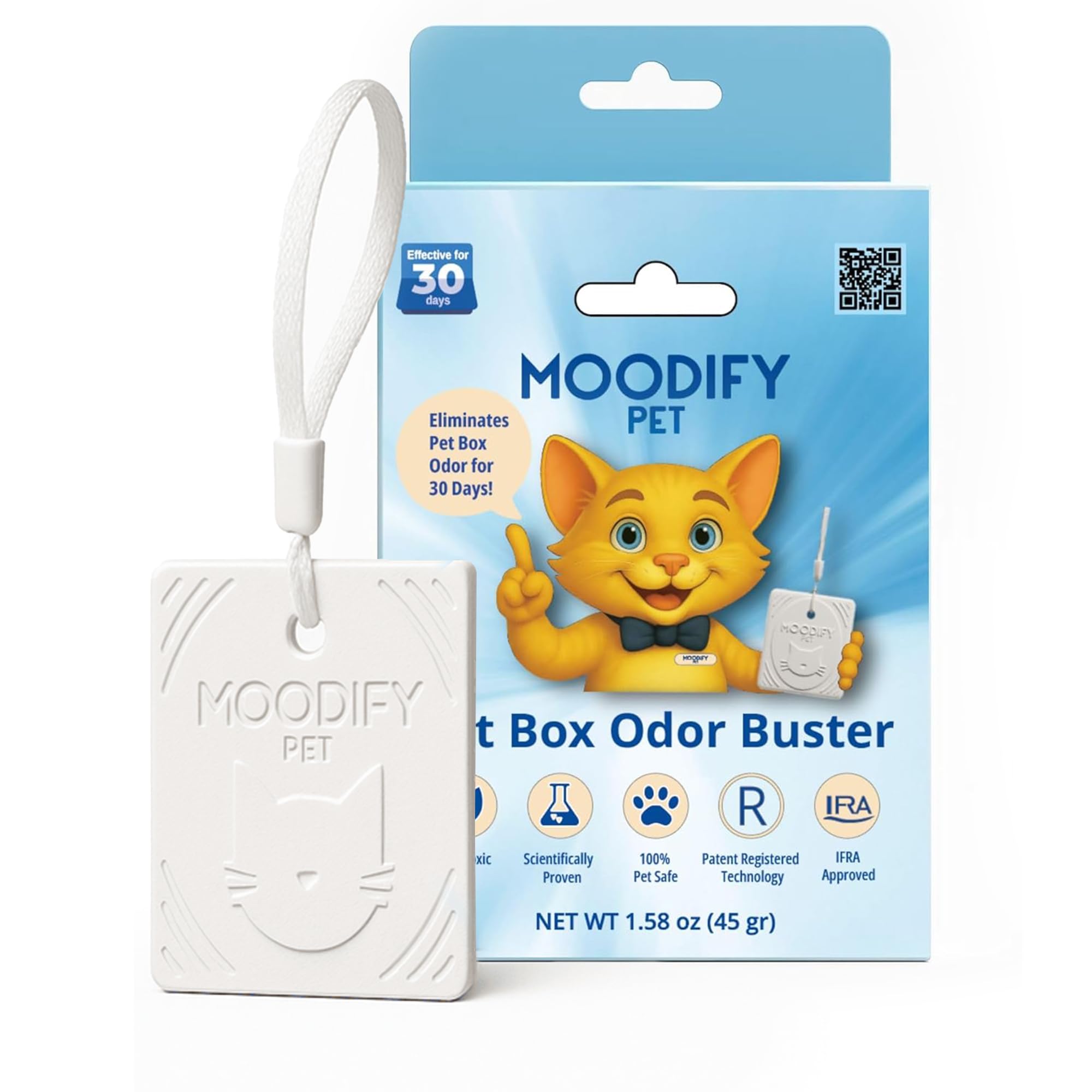 MoodifyPet Lot de 4 éliminateurs d'odeurs de litière pour chat pour la maison, absorbeur d'odeurs à suspendre avec technologie brevetée ScentScreen - Éliminateur de parfum pour chat, dure jusqu'à 30